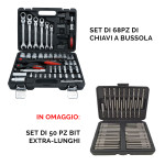 Promo set di 68 pz di chiavi a bussola 1/4" + 1/2" + Set di 50 pz bit ...