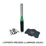 2 lampade da lavoro a LED con caricatore wireless - IP65 - 180° regol...