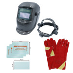 PROMO Casco da saldatura stile carbonio + kit sostituzione vetrini + g...