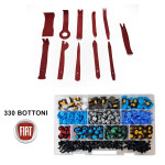 PROMO Kit 11 leve staccabottoni + Kit di 330 bottoni Fiat