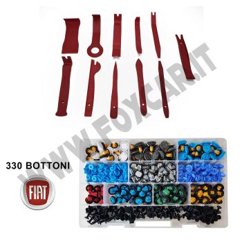 PROMO Kit 11 leve staccabottoni + Kit di 330 bottoni Fiat