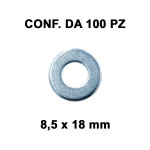 Rondelle, rosette piane Ø foro 8,5 mm, diametro esterno 18 mm, spesso...