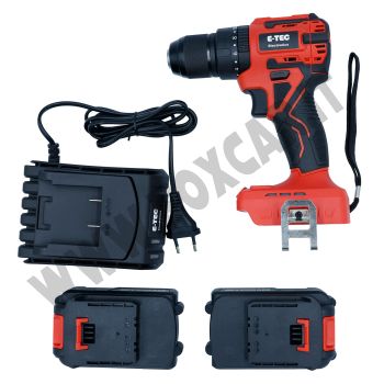 Trapano da 20V per perforazione, martellamento e avvitamento con 2 batterie da 2000 mAh