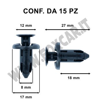 Clip per paraurti e modanature Honda CR-V II e Tesla, confezione da 15 pz