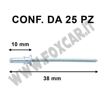 Rivetto in alluminio per fissaggio modanature tetto e altro per diversi marchi