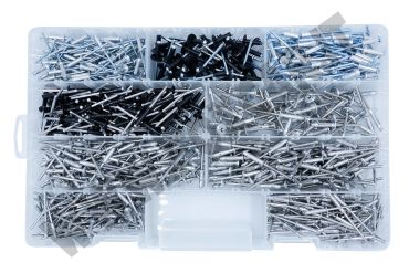 Kit di 800 rivetti tipo Graf e a fiore in alluminio con misure e fori diversi