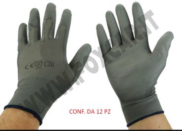 Promo: 12 guanti DPI riusabili con palmo in poliuretano e dorso areato, taglia 8 colore grigio