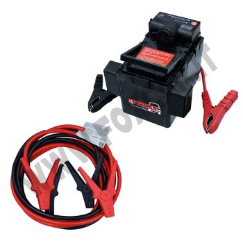 PROMO: Cavi per avviamento batteria lunghezza 4,5mt con pinze + Avviatore booster di emergenza portatile per auto a 12 V