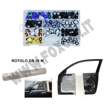 PROMO: Pellicola autoadesiva trasparente + Pellicola adesiva spugnosa + Kit di 130 bottoni ferma pannello