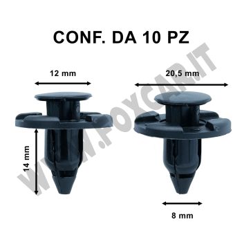 Bottone con perno per paraurti e mascherina su Honda, Mitsubishi, Nissan