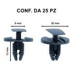 Bottone con perno e testa ad incastro su Peugeot lunghezza 16 mm &Oslash; te...