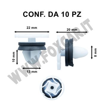 Bottone in plastica per il fissaggio dei pannelli porta con guarnizione per Renault vari modelli