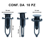 Rivetto con gambo ad espansione per mascherina su Toyota &Oslash; testa 18 m...