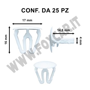 Tappino copriforo di colore BIANCO per fori da Ø 9,5 mm a 13,5 mm, testa Ø 16,7 mm