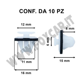 Fermo clips di fissaggio per modanatura fiancata su auto Nissan e Renault