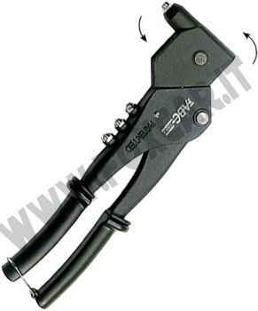 Rivettatrice professionale per rivetti in alluminio con testa girevole a 360°