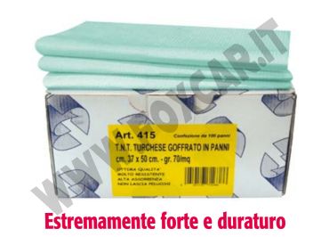 T.N.T. turchese goffrato in panni, confezione da 100 pezzi