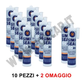 PROMO: 10+2 omaggio adesivi elastici SiMP per incollaggio di parabrezza e cristalli senza primer