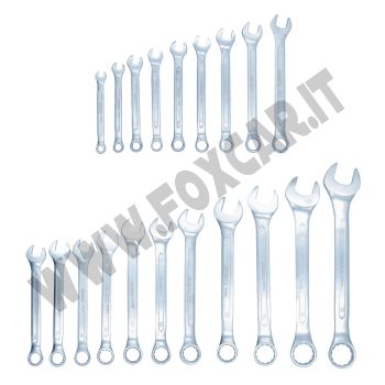 Set di 21 chiavi combinate misure da 6 a 32 mm per montaggio, manutenzione e riparazione