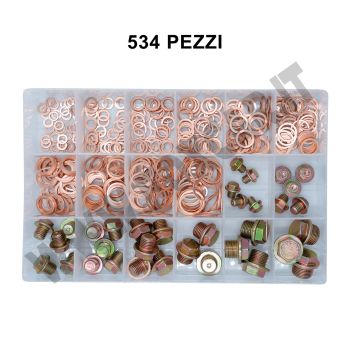 Kit da 534 pezzi di tappi coppa olio e rondelle in rame da M8 a M20