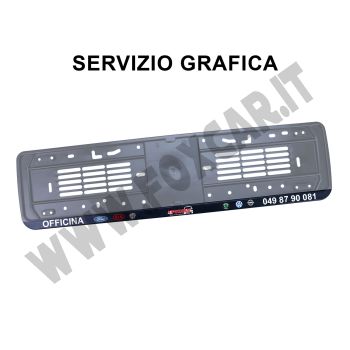 Servizio di bozza grafica per i porta targa serigrafati personalizzati