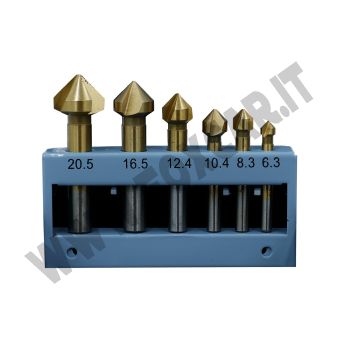 Set di 6 punte svasatrici per trapano da 6,6 mm a 20,5 mm per metallo, legno e plastica