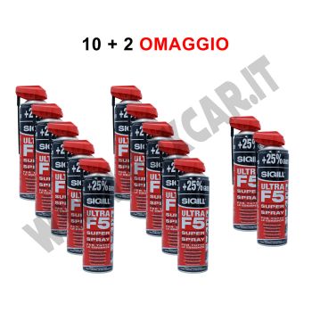 PROMO: 10+2 omaggio spray sbloccante, lubrificante e sgrassante professionale Ultra F5 da 500 ml