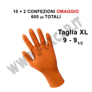 PROMO: 10 + 2 omaggio confezioni di guanti monouso in nitrile taglia XL alto spessore, 600 pz totali
