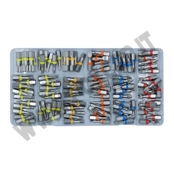 Set chiavi a inserto 108 pezzi in acciaio S2 con finitura nichelata - punte da 1/4"