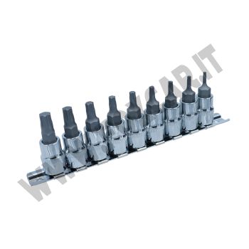 Set 9 bussole 3/8" Torx Plus maschio TP10-TP50 per applicazioni automotive