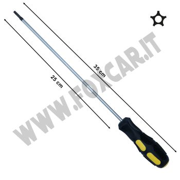 Cacciavite extra lungo 35 cm per viti pentalobate da 20 con foro con punta magnetica