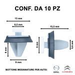 Clip, fermo per modanature porta Opel e Citro&euml;n