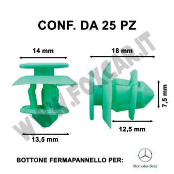Fermapannello bottone per rivestimento porta e interni Mercedes