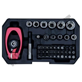 Kit chiavi a bussola esagonale 1/4" da 44 pezzi con inseri vari