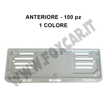 Portatarga anteriore personalizzati in acciaio verniciato grigio SERIGRAFIA 1 COLORE, 100 pz