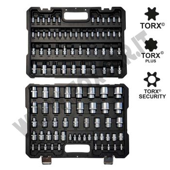 Chiavi a bussola TORX da 101 pezzi con attacchi 1/4", 3/8" e 1/2"