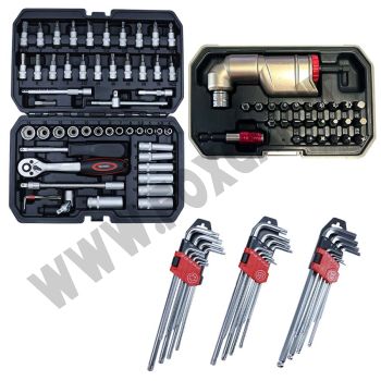 PROMO: 2 set di chiavi a bussola da 1/4 + 27 chiavi a L esagonali e Torx