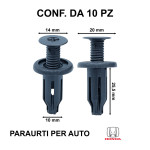 Rivetto in plastica con perno e gambo ad espansione per paraurti Honda...