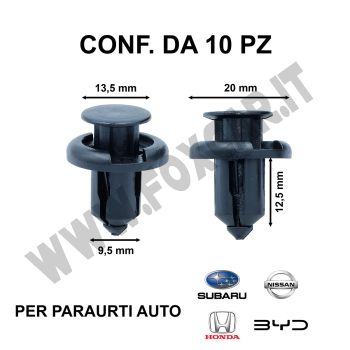 Rivetto auto nero in plastica per Honda, BYD, Subaru, Nissan, Mitsubishi e Infiniti