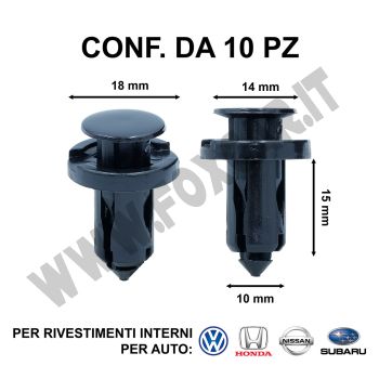 Rivetti con perno per rivestimenti e paraurti Honda, Nissan, Subaru e Volkswagen