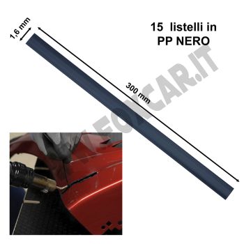 15 listelli piatti in PP POLIPROPILENE nero per saldatura plastica 1,6 x 16 x 300 mm