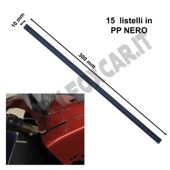 15 listelli in PP POLIPROPILENE nero per saldatura plastica