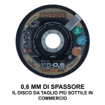 Disco abrasivo extra sottile 115 x 0,6 mm per taglio acciaio e inox