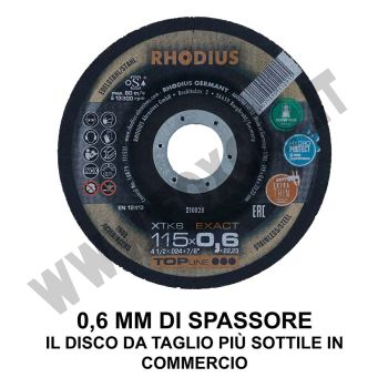 Disco abrasivo extra sottile 115 x 0,6 mm per taglio acciaio e inox