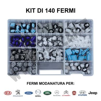 Kit ferma modanature con graffette e bottoni per Hyundai, Kia, Jeep, Opel, Ford e altri