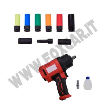 PROMO: Set 9 bussole per cerchi auto + Avvitatore pneumatico con attacco da 1/2"