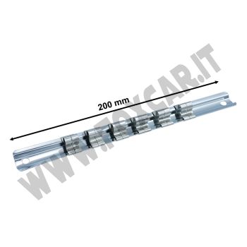 Barra porta 12 bussole da 1/4" a molla lunga 200 mm