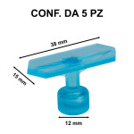 Ventose levabolli esagonali 15x38 mm per colla a caldo, azzurre semi-t...
