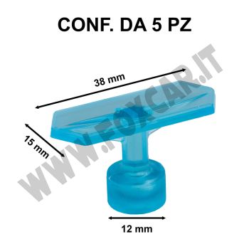 Ventose levabolli esagonali 15x38 mm per colla a caldo, azzurre semi-trasparenti, per grandine e ammaccature
