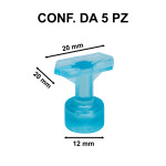Ventose levabolli esagonali 10x20 mm per colla a caldo, azzurre semi-t...